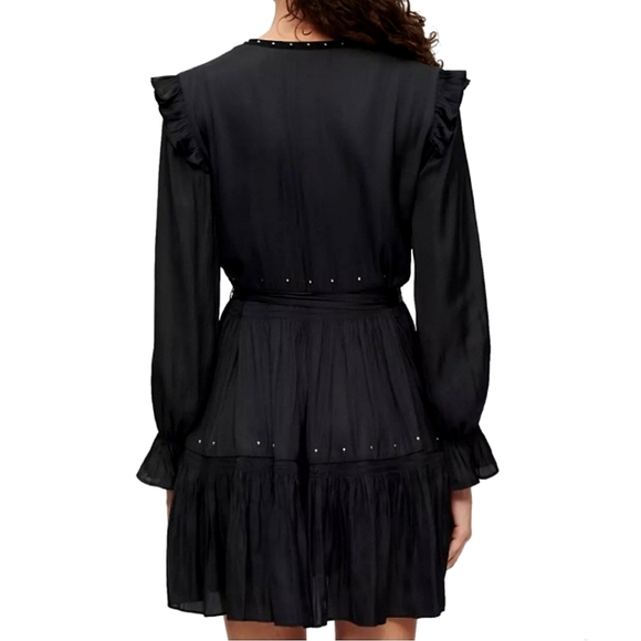 🍒NWT🍒 MAJE STUDDED SATIN MINI DRESS - Picture 5 of 12